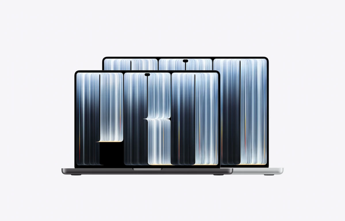 Las dos versiones de la MacBook Pro con PROLED XDR, de 14 y 16 pulgadas, abiertas de frente