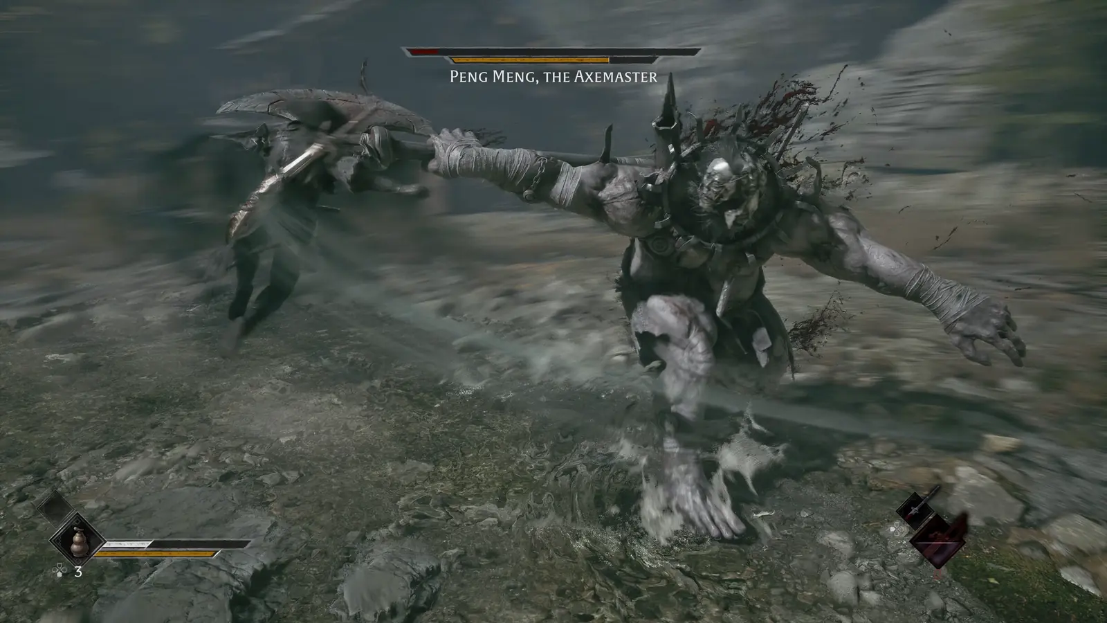 Peng Meng carga contra Soul con su hacha gigante