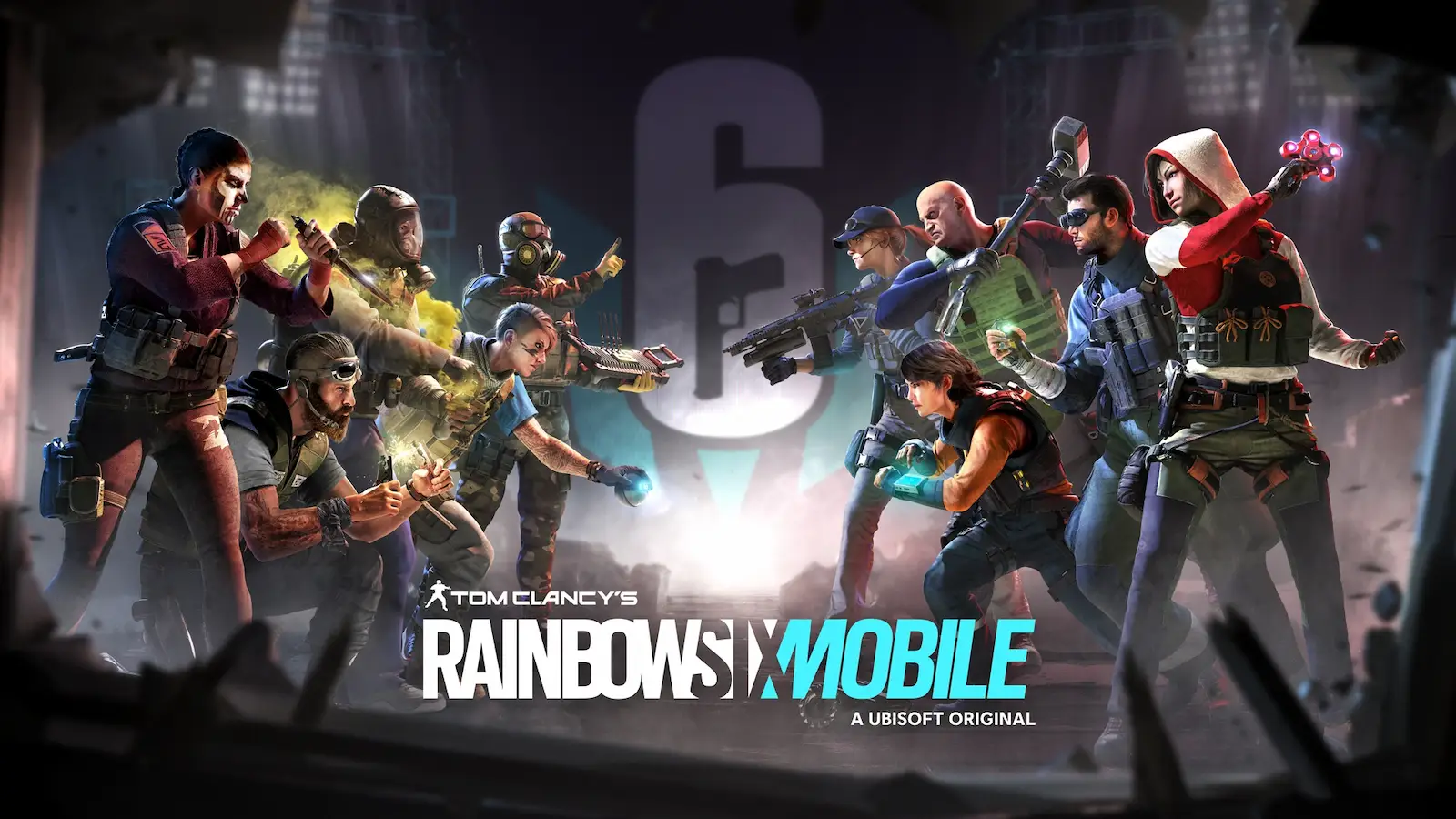 Arte oficial de Rainbow Six Mobile con operadores enfrentados en dos bandos