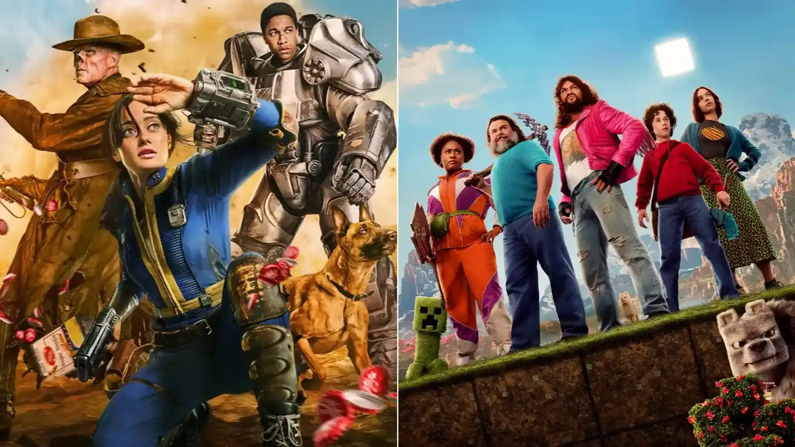 Afiches de la serie Fallout y de Una película de Minecraft, dos adaptaciones de juegos de Xbox