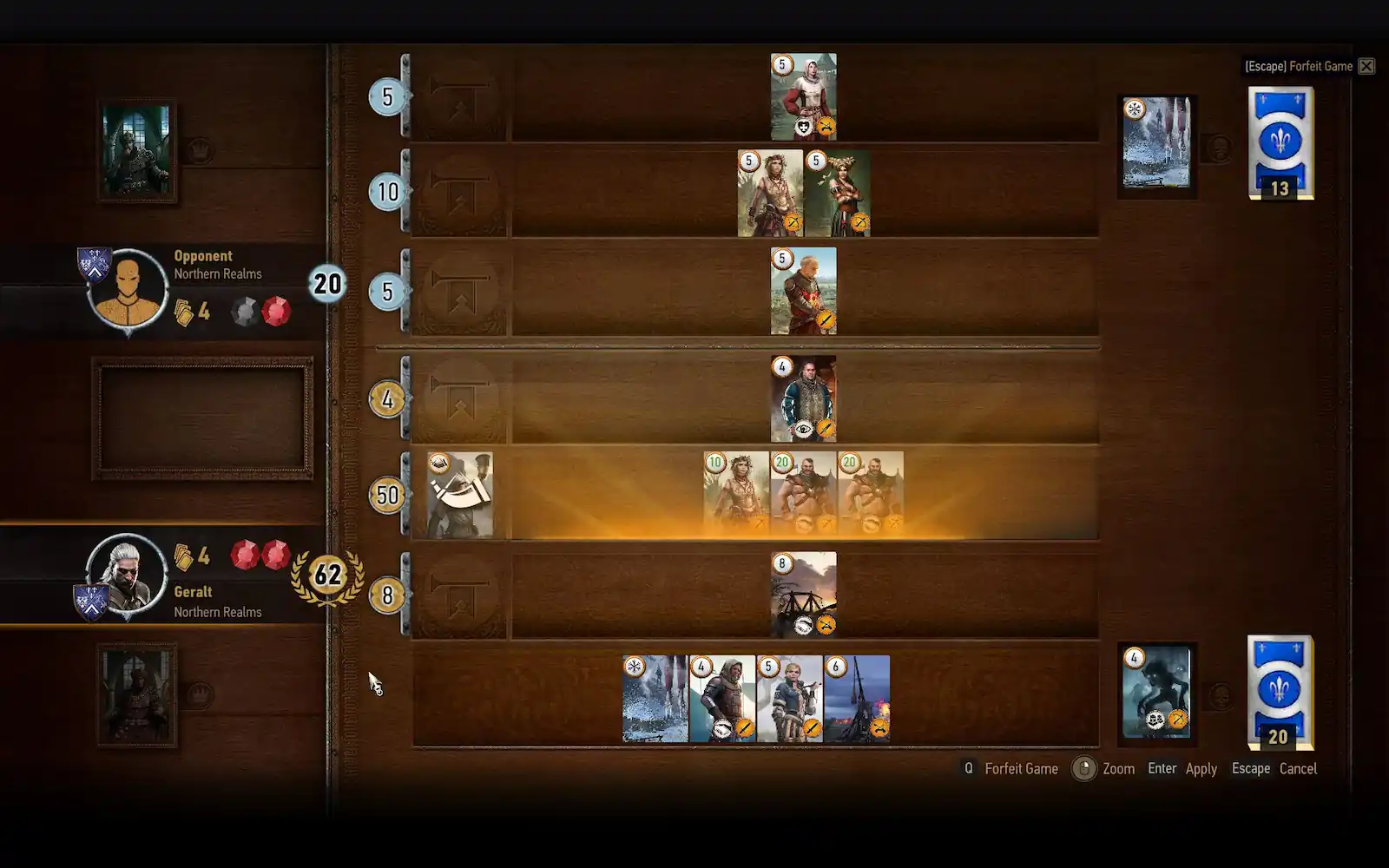 Partida de Gwent en The Witcher 3 Remastered